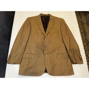 Ermenegildo Zegna Su Misura Mens Wool Plaid Sport Coat Jacket Blazer 56L